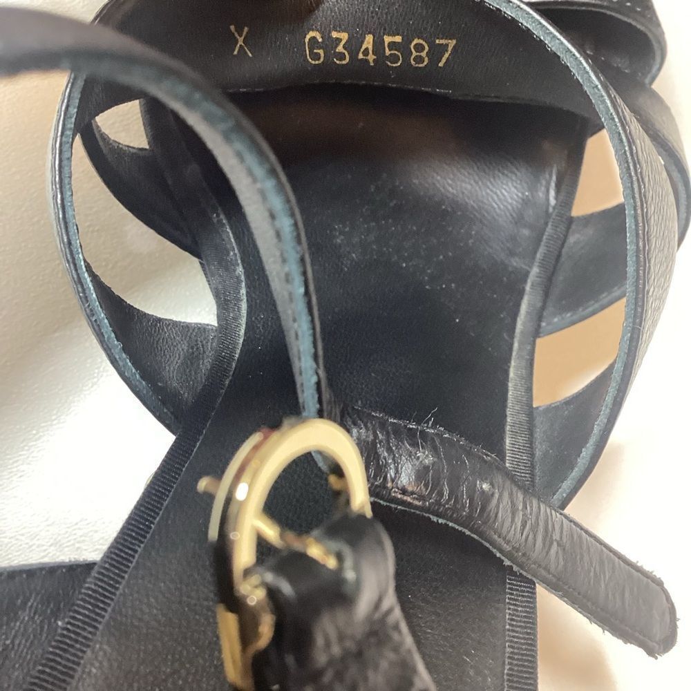 Chanel Calfskin Grosgrain Pearl Wedge‎ Sandals Size EU 38.5 Black - Picture 13 of 16